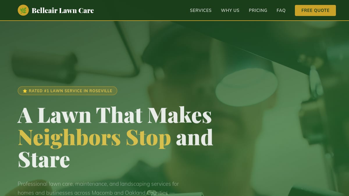 Belleair Lawn Care website