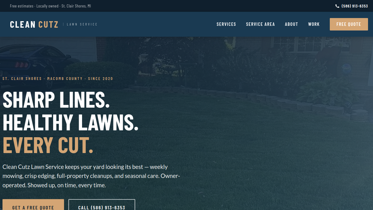 Clean Cutz Lawn Service website