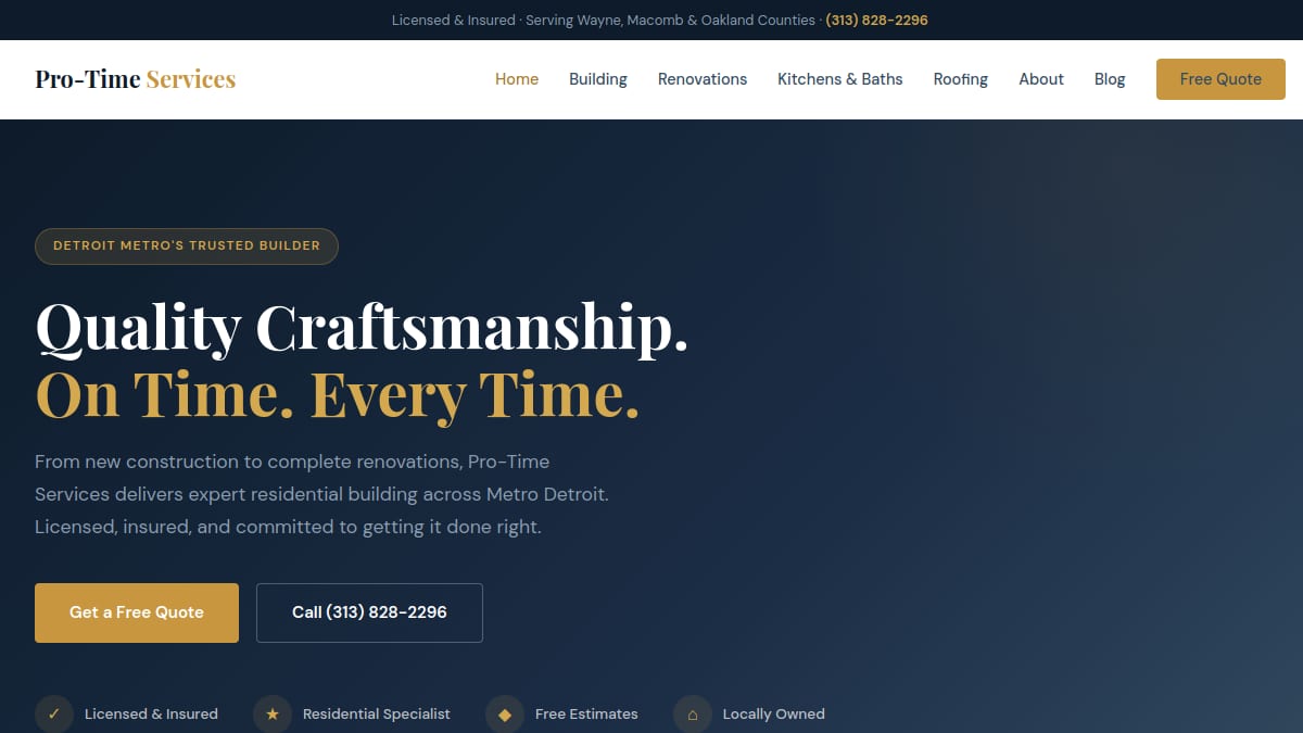 Pro-Time Services website