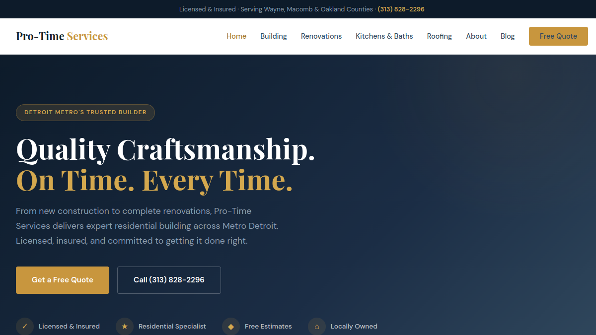 Pro-Time Services website